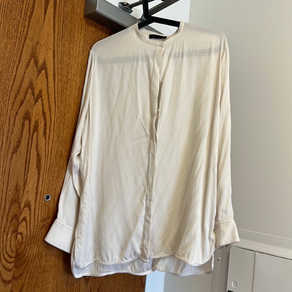 The Row Ivory Silk Blend Shirt Small